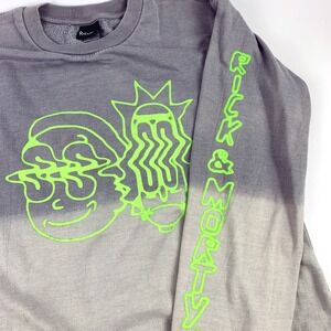 Rick & Morty Adult Swim XL Dip Dye Sweatshirt Gray Warped Faces Sleeve Spellout‎